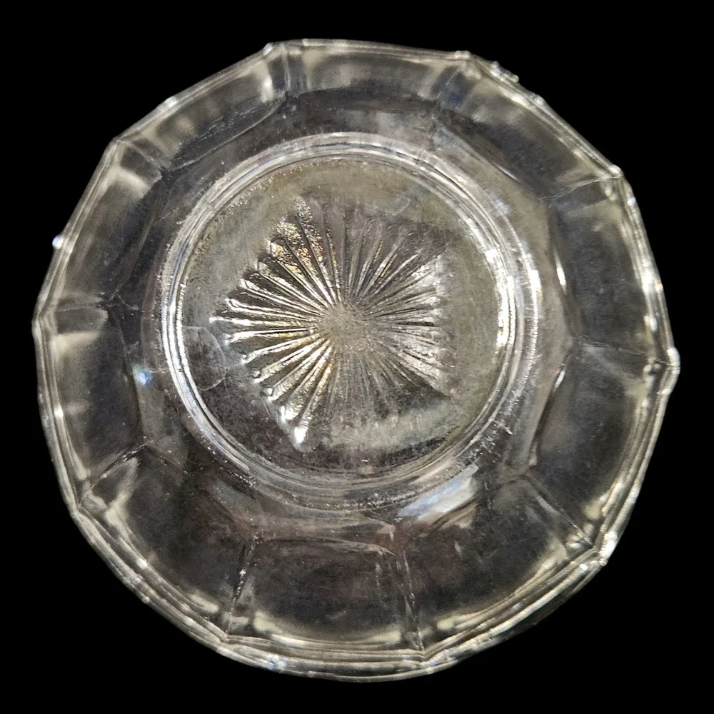 Vintage Clear Depression Glass Dessert Bowls Set of 3 Scalloped Paneled